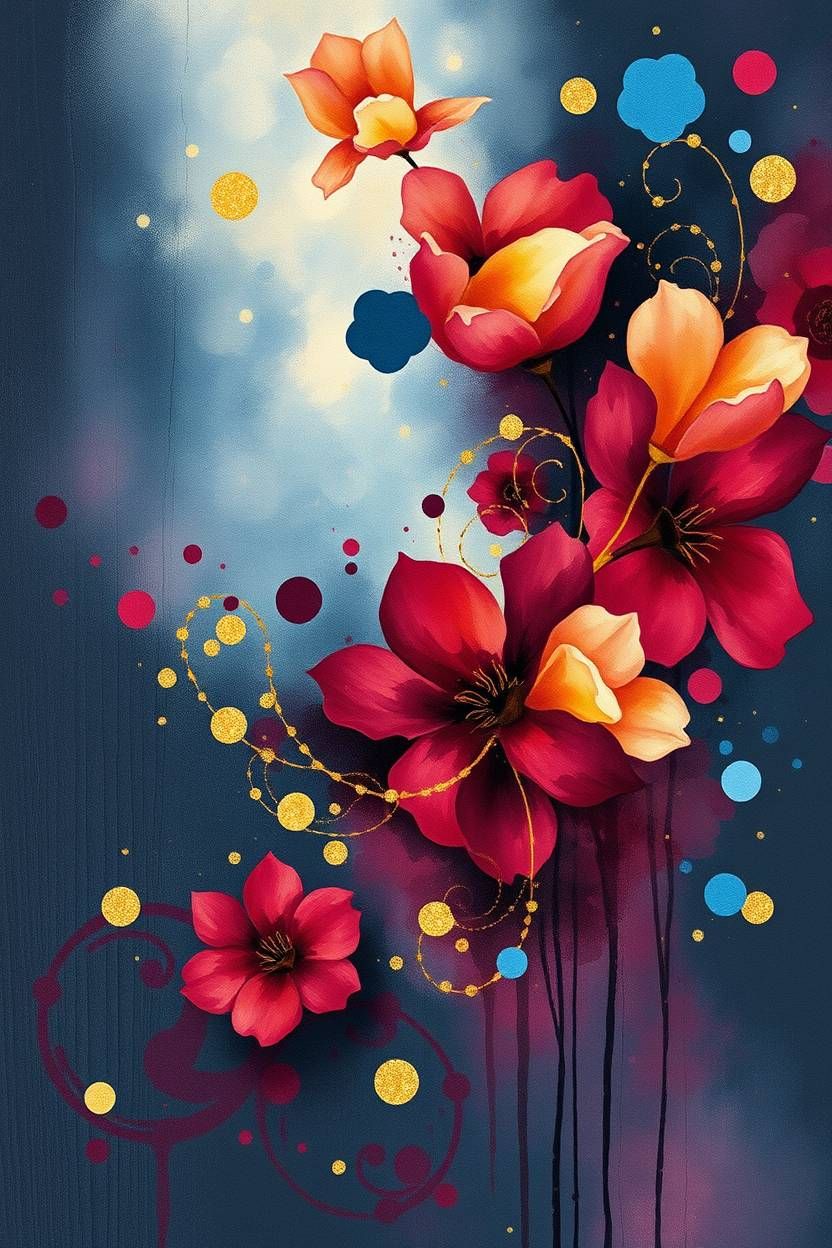 Orange & purple flower portrait 1