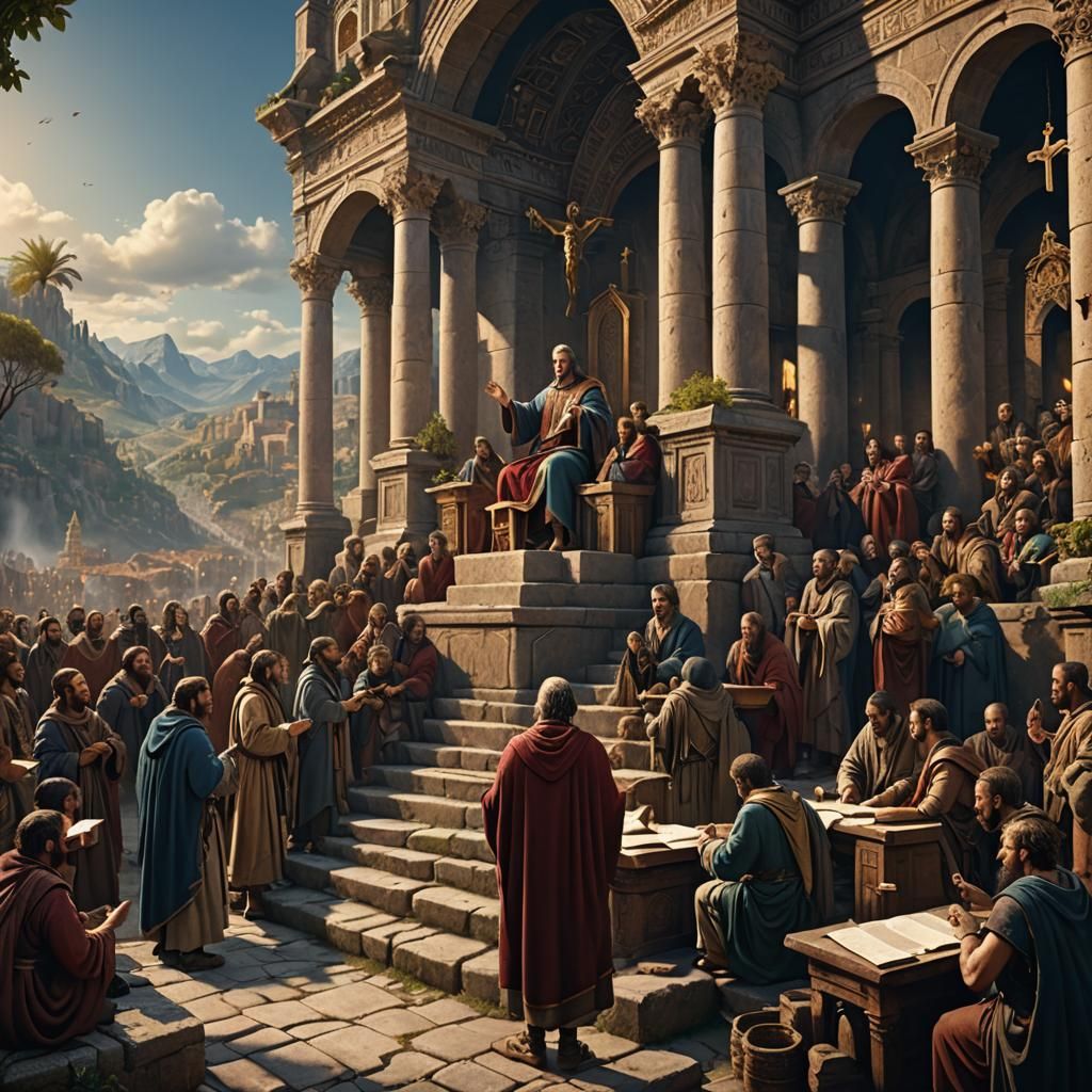 Scenes of Paul preaching, writing letters, and interacting w...