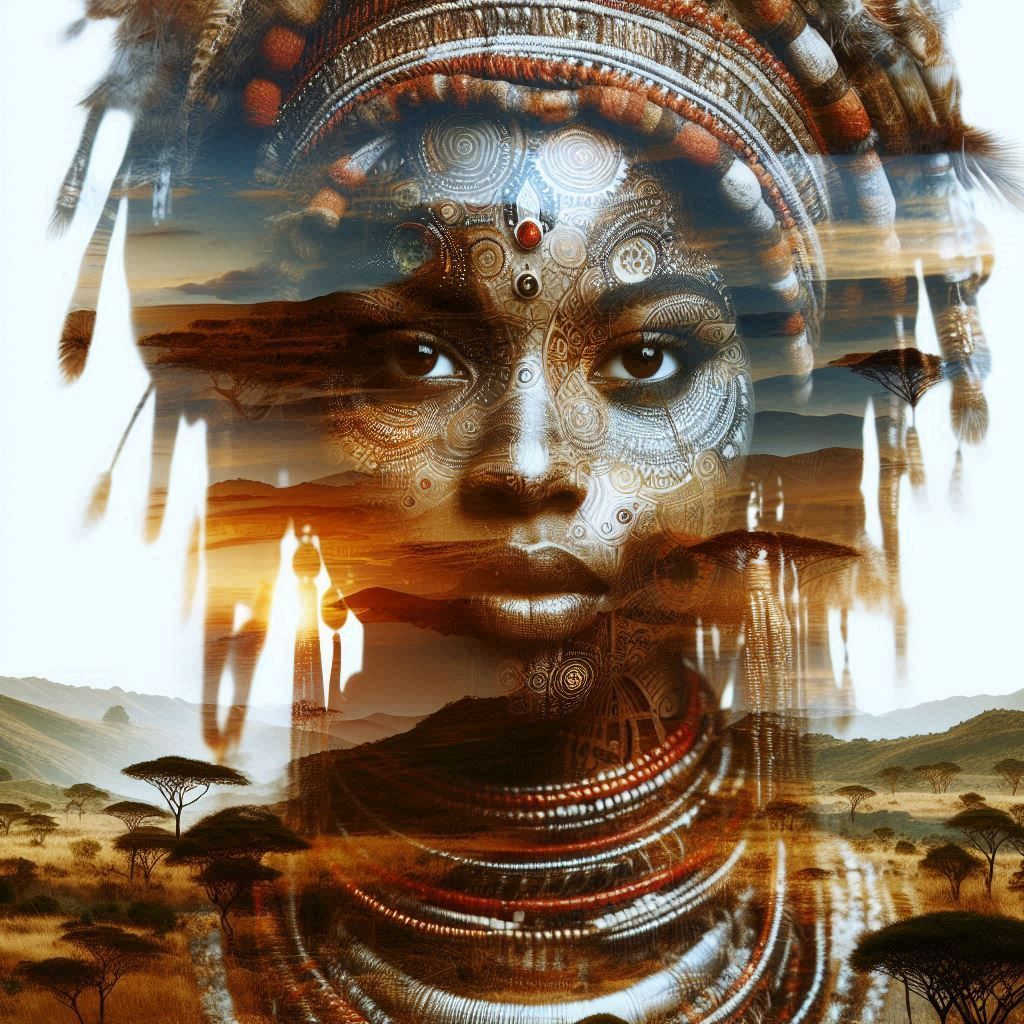 double exposure beautiful fantasy portrait landscape..