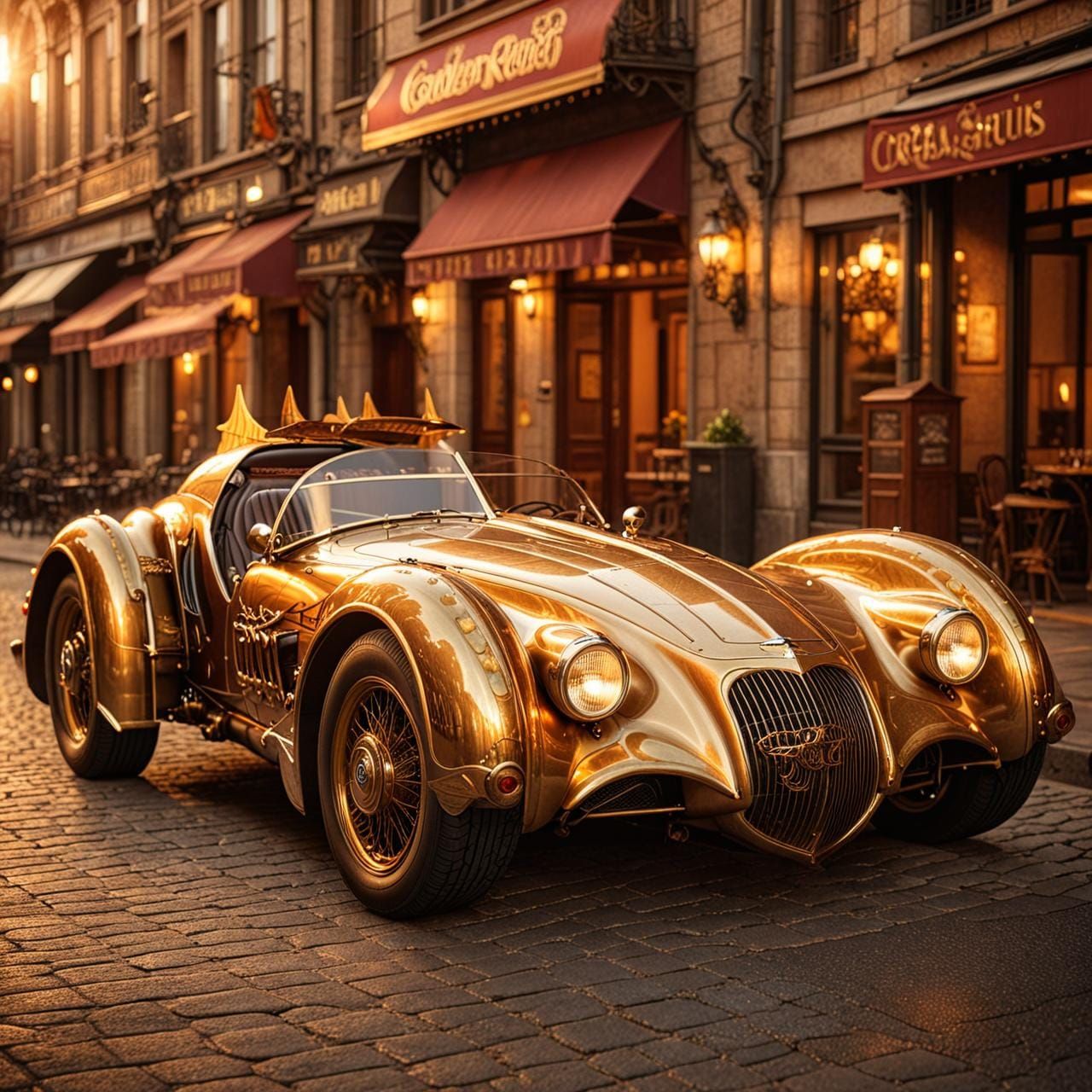 Orange Steampunk Sports Car