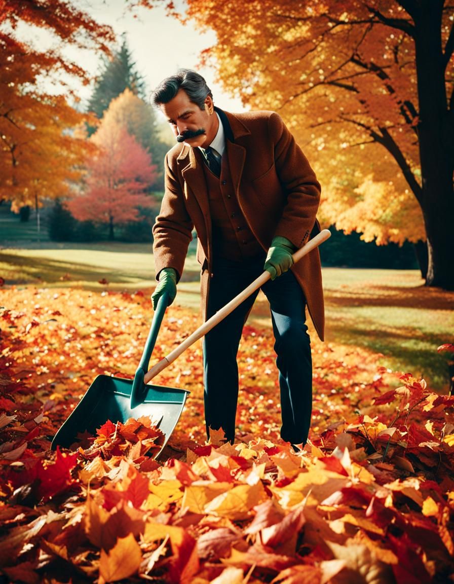 Raking in the Leaves AI Generated Artwork NightCafe Creator
