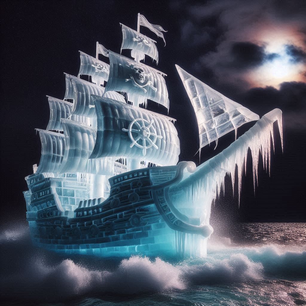 Pirate Ship Ice Sculpture