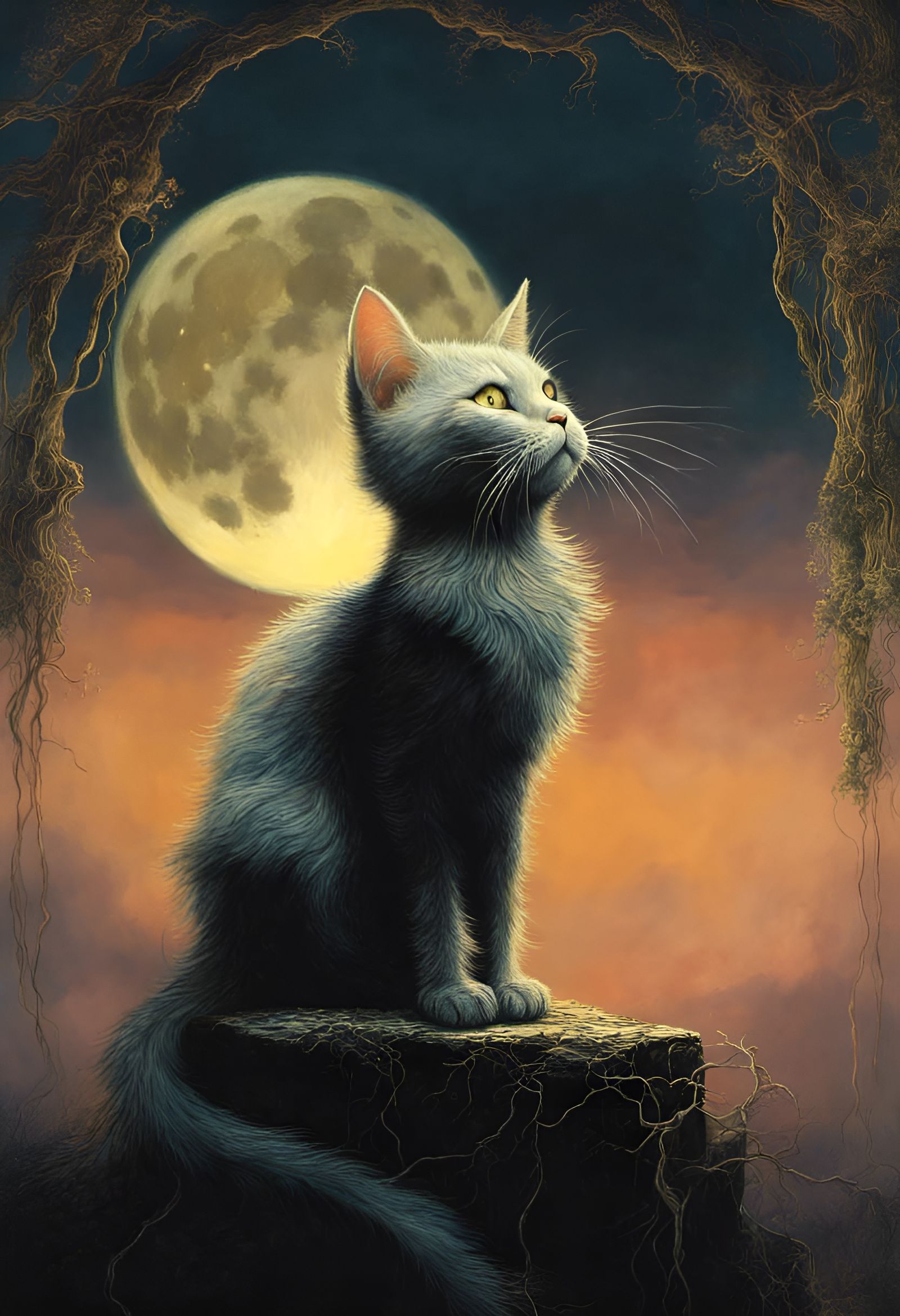 Werecat. 🐈‍⬛🌝 - AI Generated Artwork - NightCafe Creator