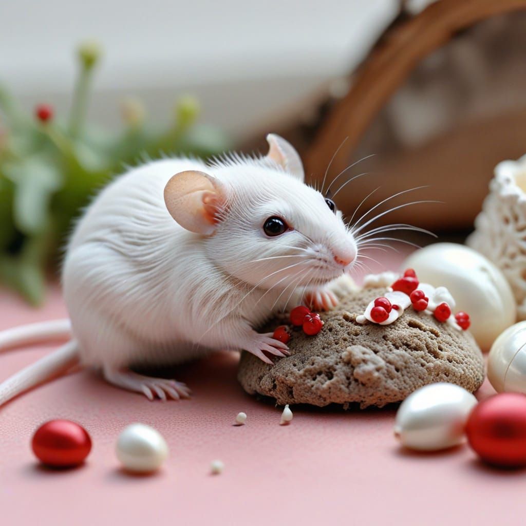 Tiny creatures + small animal + fancy, casual + pink, white, ivory, red, silver + mouse, rat + fantasy ...  by @Joo