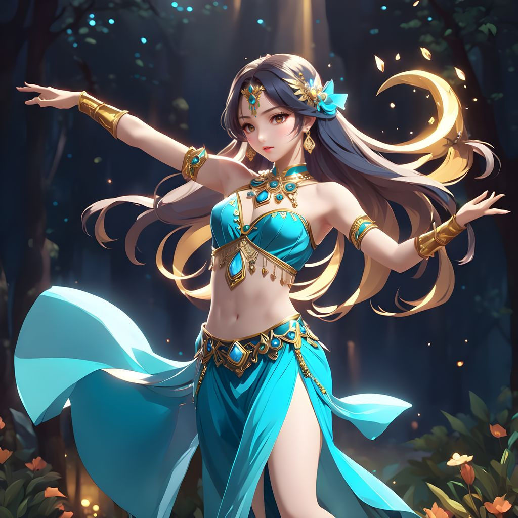 Epic Anime Belly Dancer in Breathtaking 8k Resolution