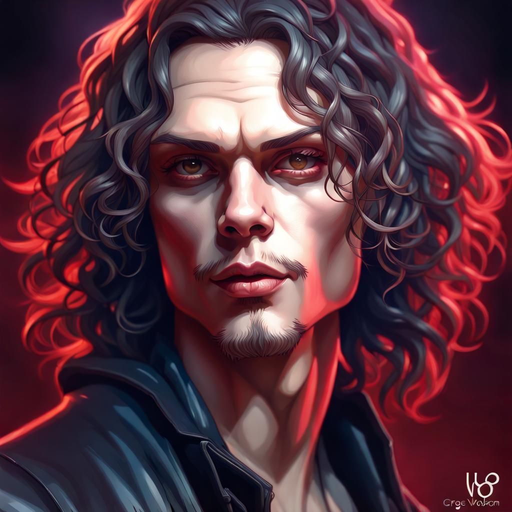 hot young beautiful Ville Valo lustrous long curls luscious kissable ...