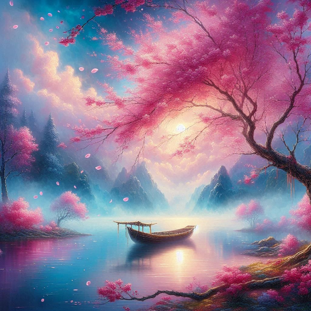 The boat & the blossom tree