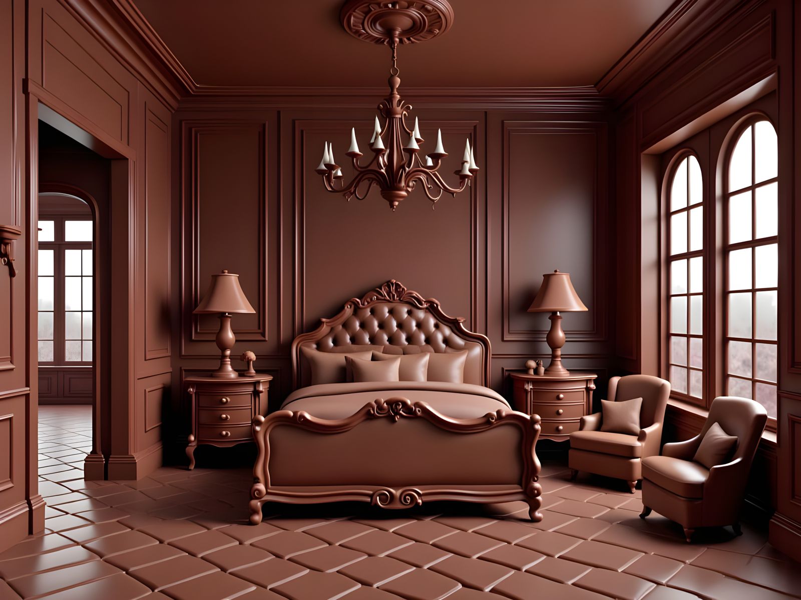  <lora:SugarRush:1.0> ,candy and chocolate bedroom, sharp detail