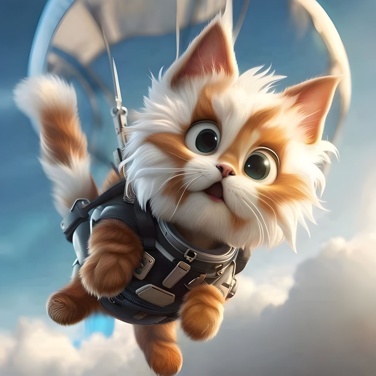 Skydiving Kitten  by @Mnemomeon