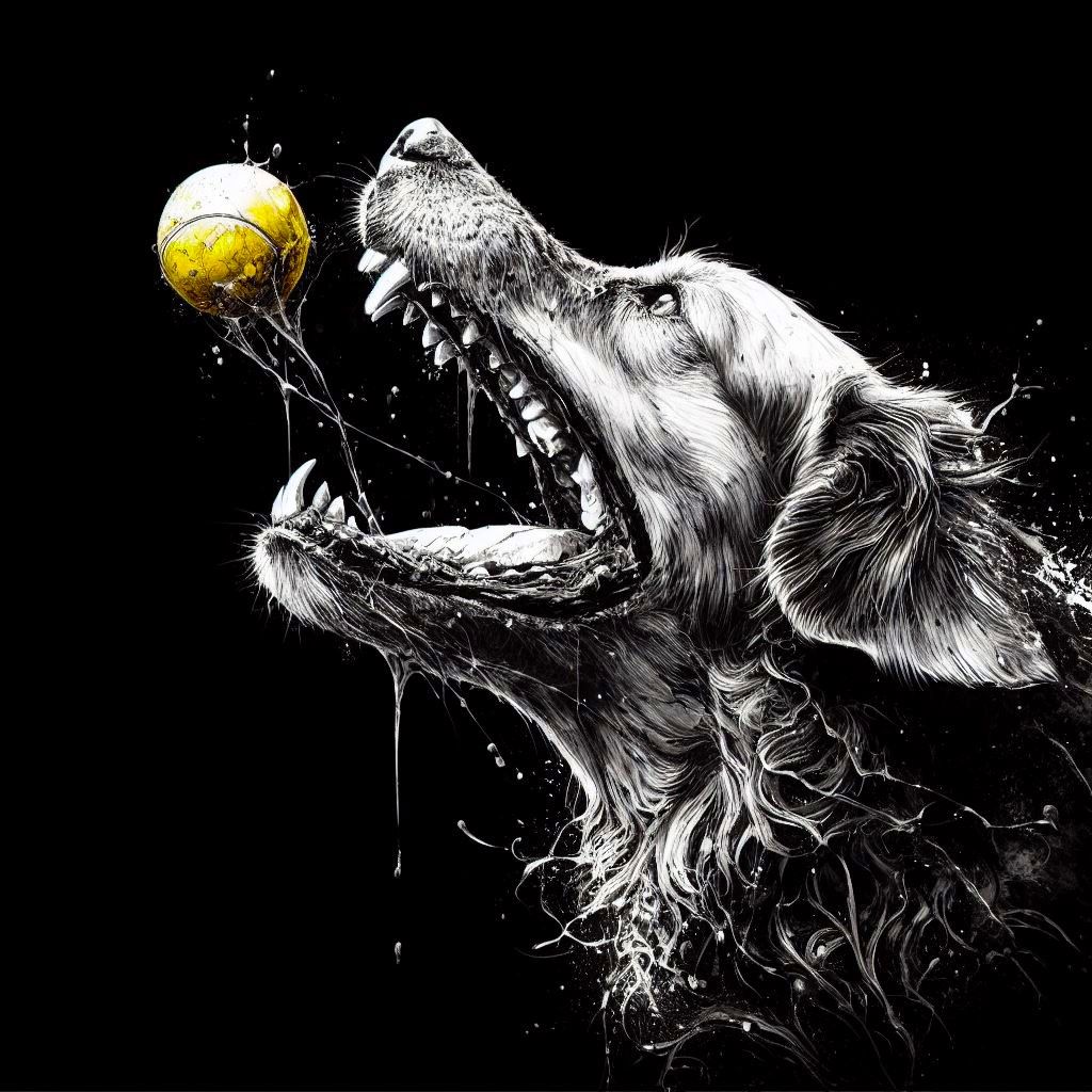 Golden retrieve catching the ball !