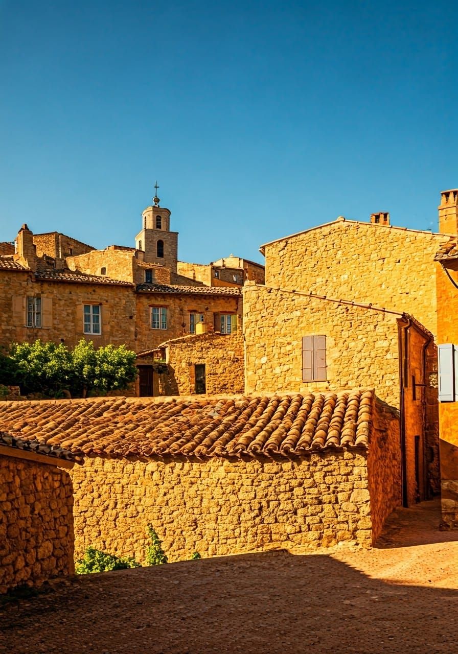 Roussillon, France warm hues and striking contrast against t...