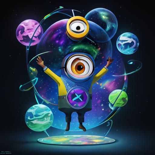 Minions Hustling: Holographic Cosmic Illustration
