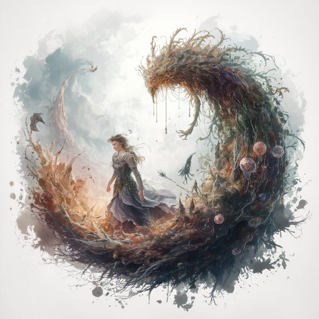 This work harmoniously combines the style of Willem Henraets, the delicate, expressive watercolour techniques of Carne Griffiths and the air...