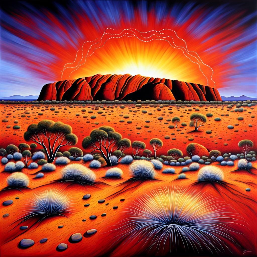 Uluru rock at sunset - AI Generated Artwork - NightCafe Creator