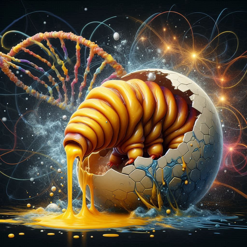 Tardigrade Coming Out of an Egg
