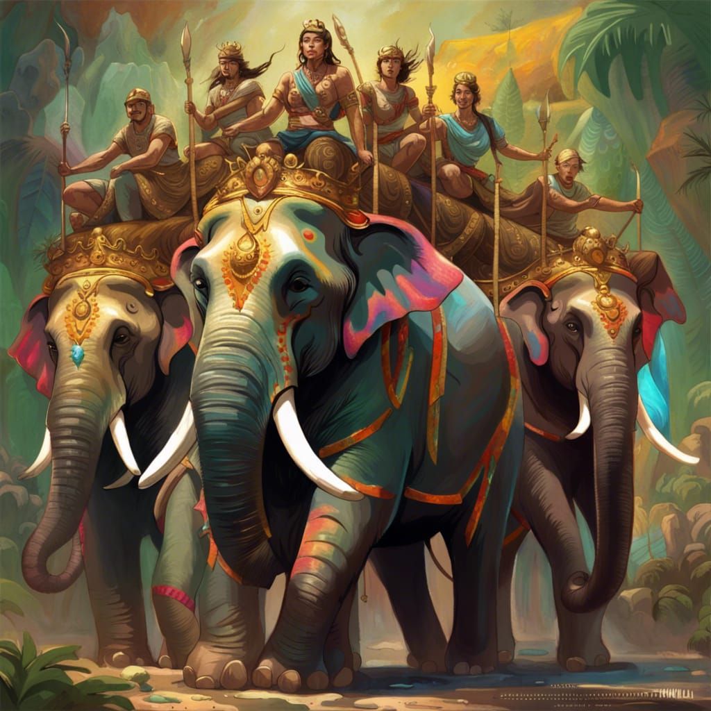 Team of elephant Soldier protecting the queen - AI Generated Artwork ...