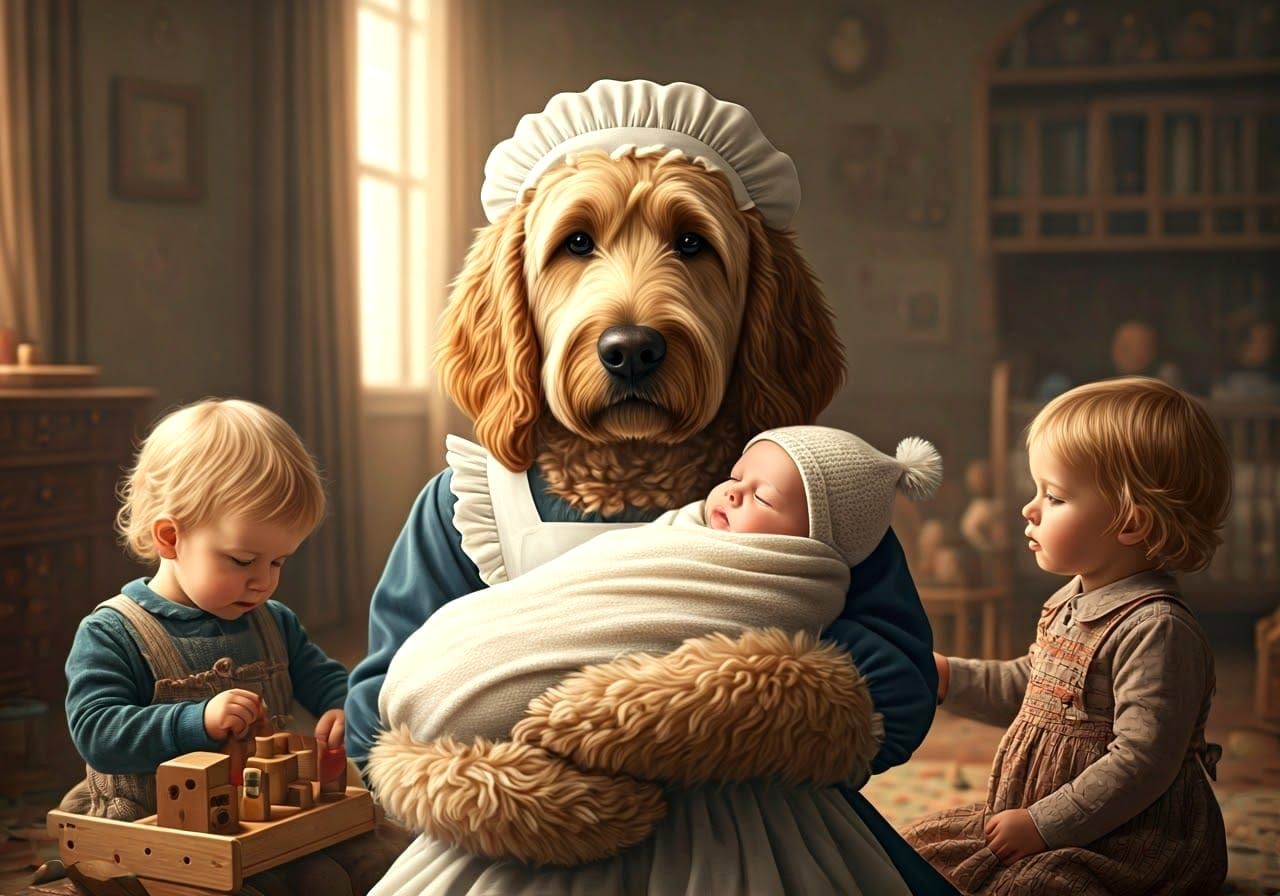 Nanny Doodle on Duty  by @BlueJeanRock