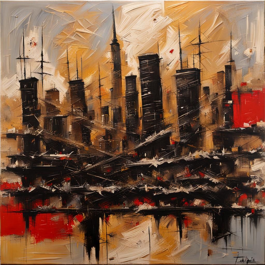 Tachisme Dynamic Brushwork cityscape surreal abstract Antoni Tapies ...