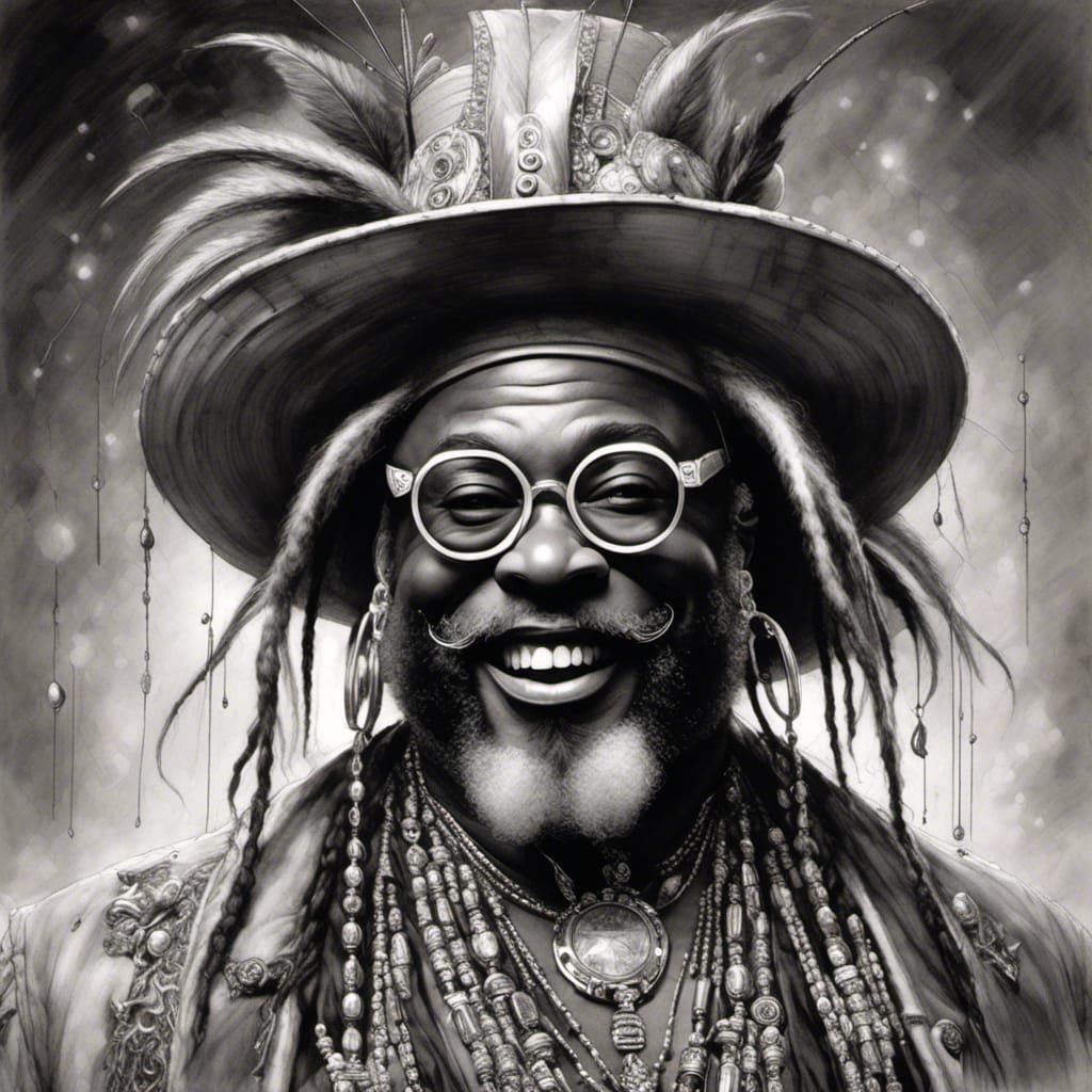  <lora:Graphic Meld:1.0>The Best dynamic Highquality Oil matte drawing of George Clinton