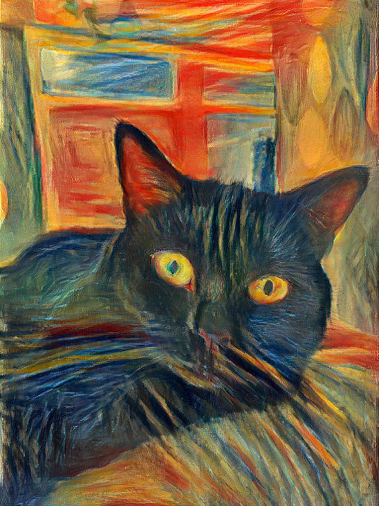 Black Cat Van Gogh style