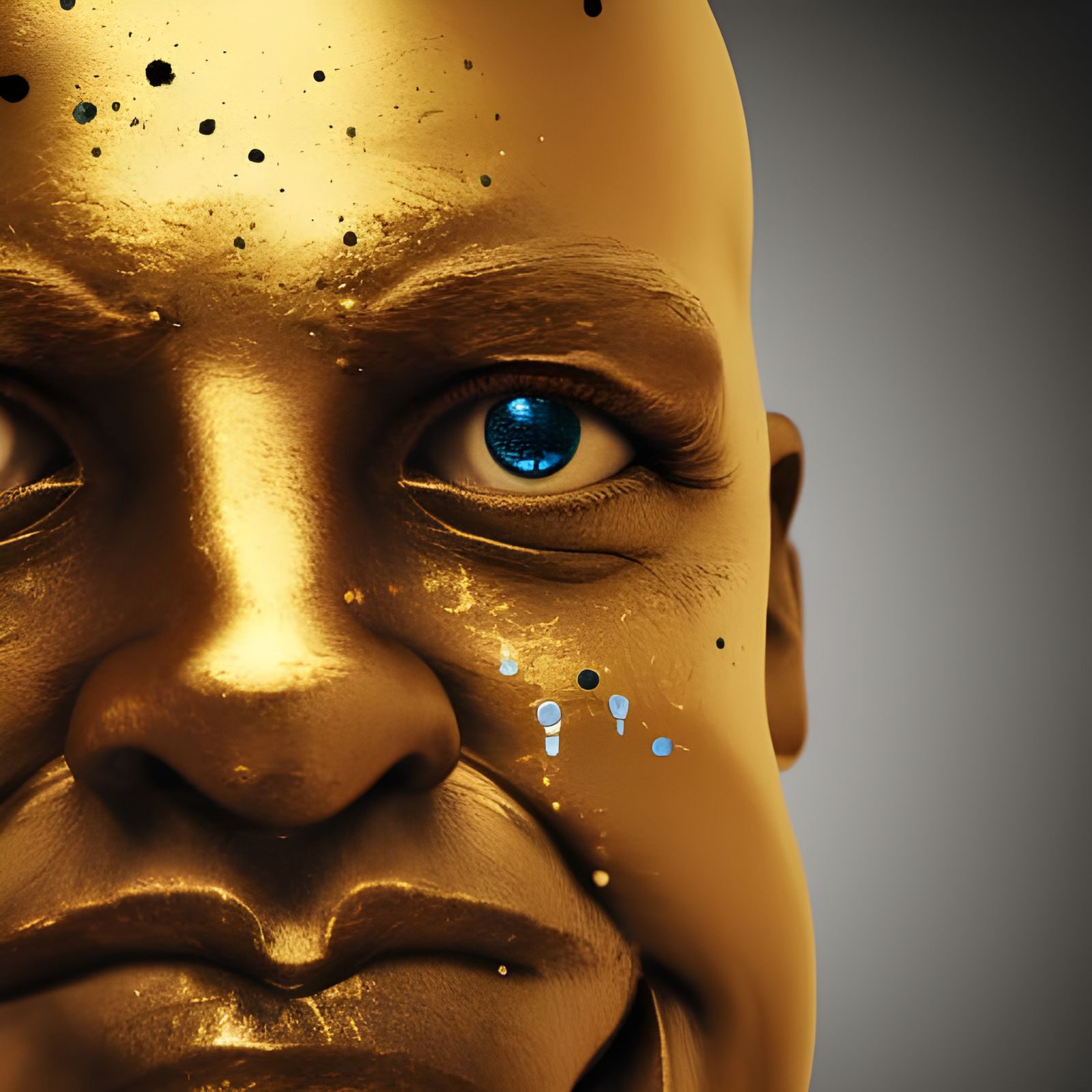Old gold man with blue eye. - AI Generated Artwork - NightCafe Creator