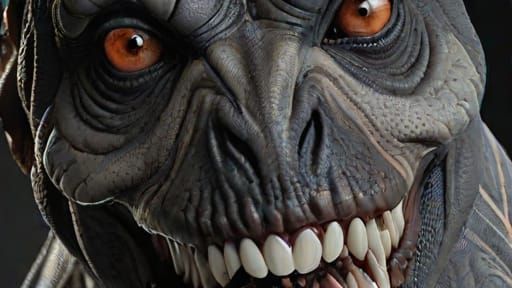 Terrifying human and tyrannosaurus Rex hybrid intelligent mo...