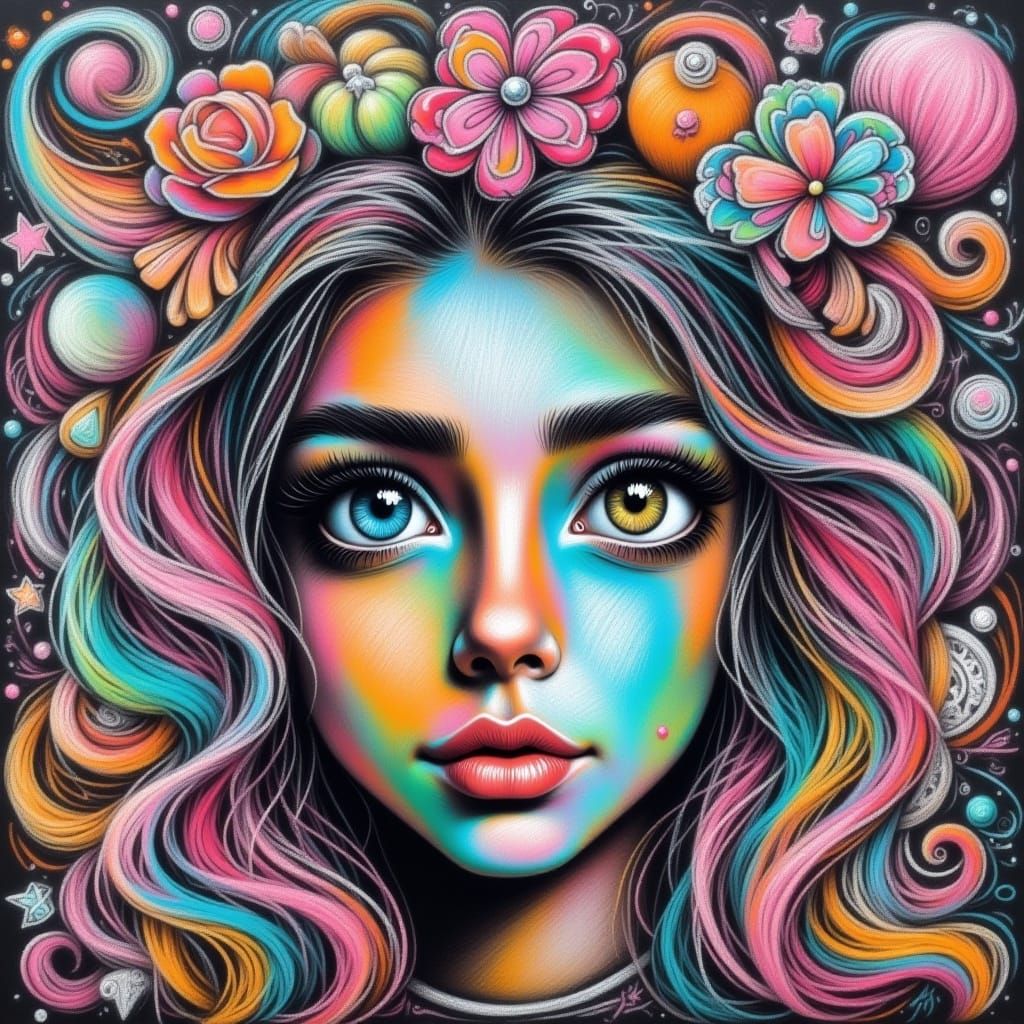 Fantasy Portrait Chalk Art