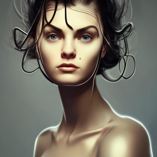 Amelie on Bat: Hyperrealistic Portrait in Vogue Style