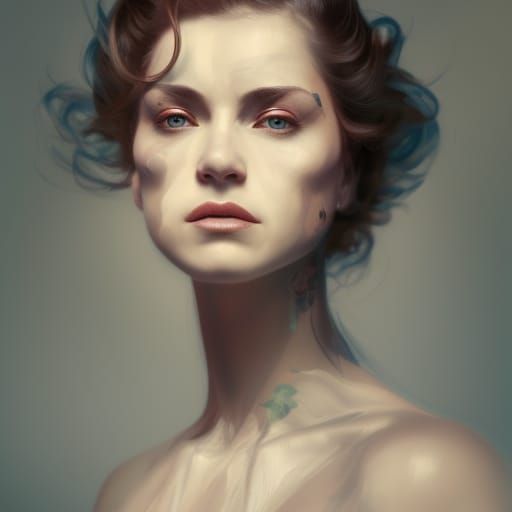 Amelie on Bat: Hyperrealistic Portrait in Fashion Photograph...