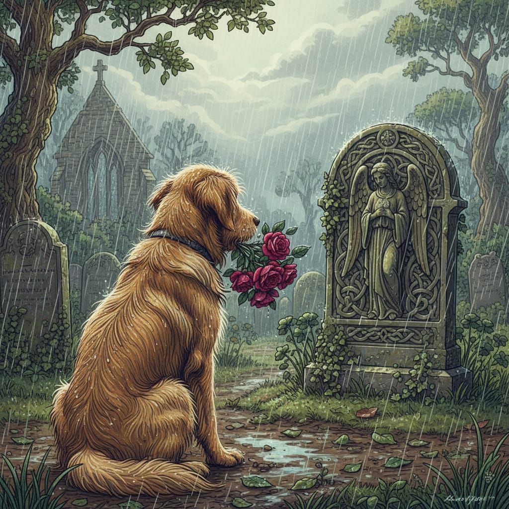 Man's Best Friend Pays His Respects.  by @Evan Fischer
