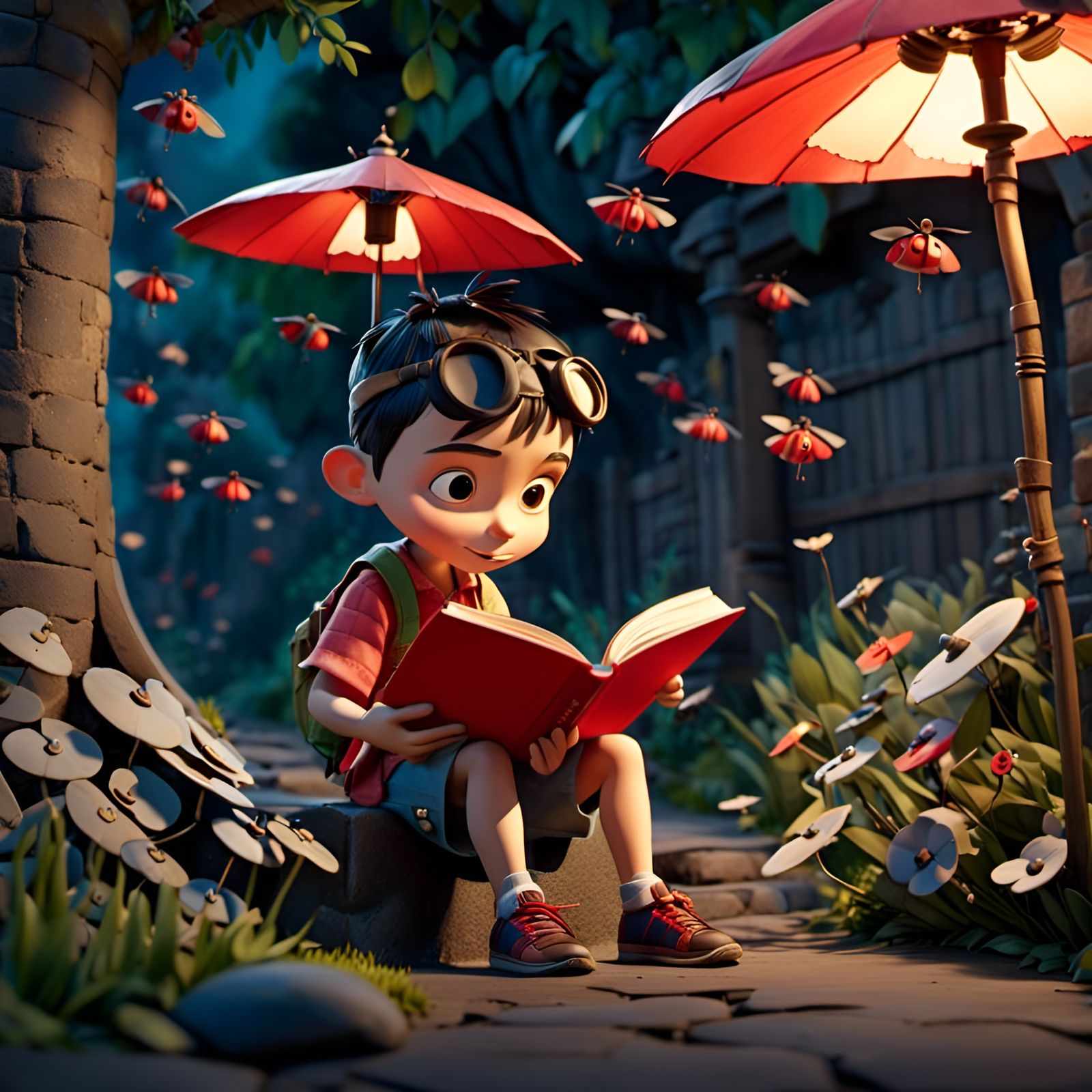  <lora:Dollify:1.0>A boy reading a book