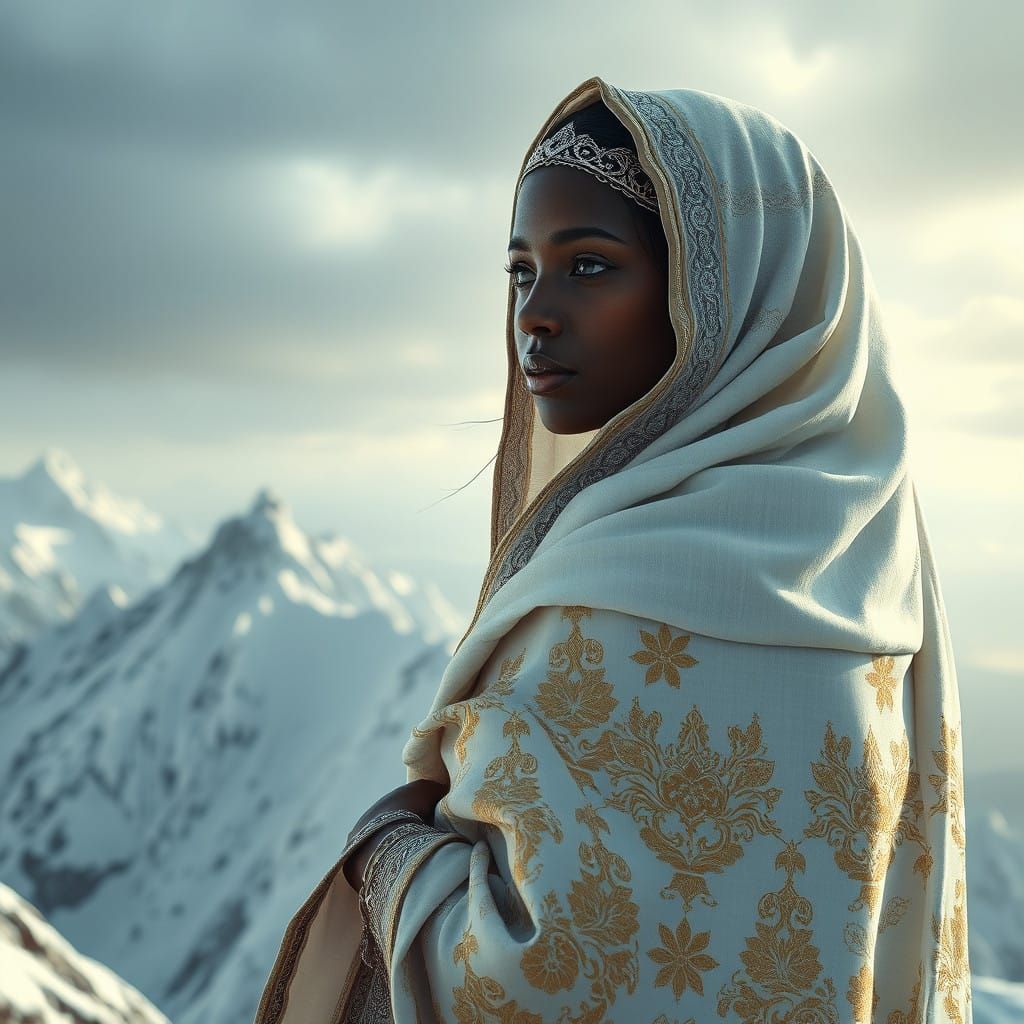 a beautiful Arab woman - Majestic Arab Woman Ascends Snow-Ca...