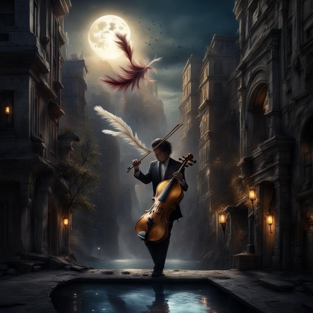 A haunting melody played on a violin made of moonlight drifts through