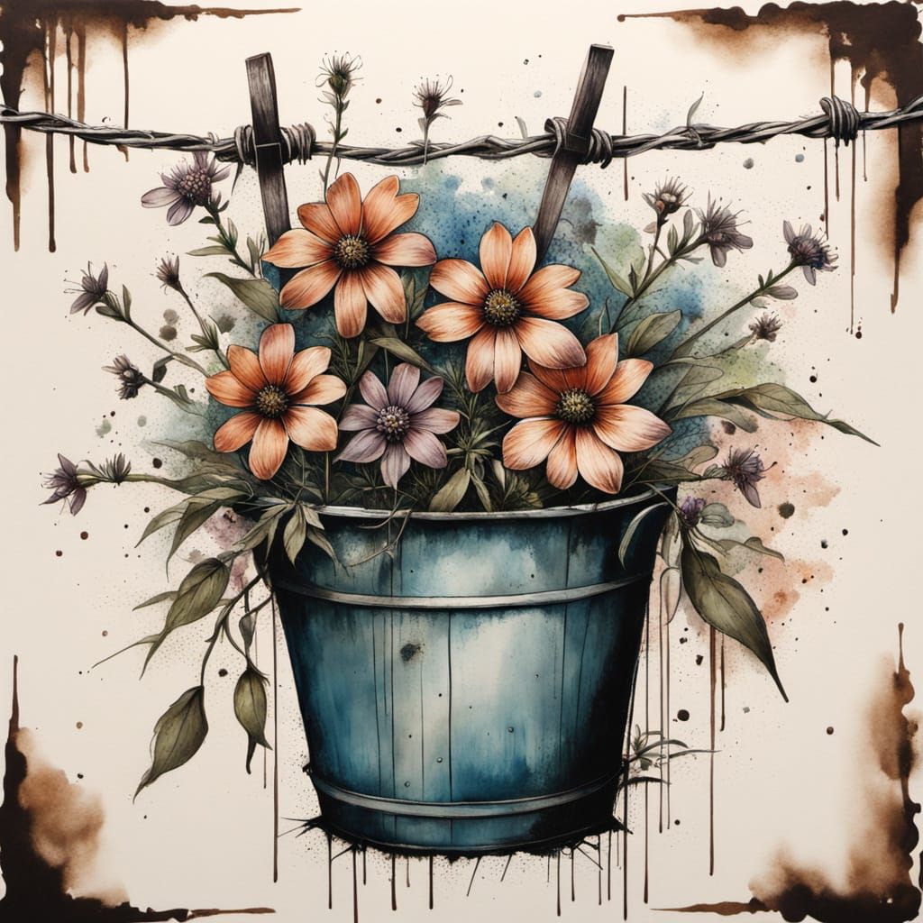 A bucket of wildflowers