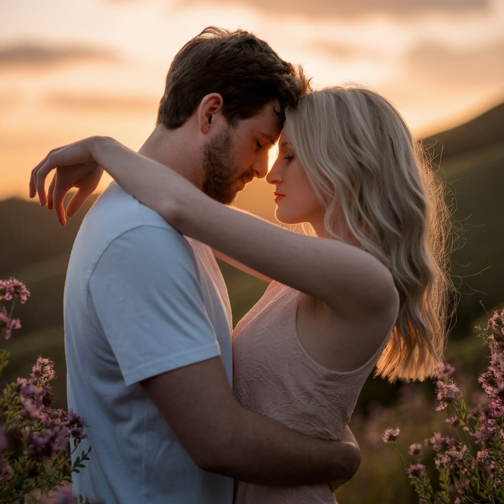 Intimate Moment Under Warm Sunset