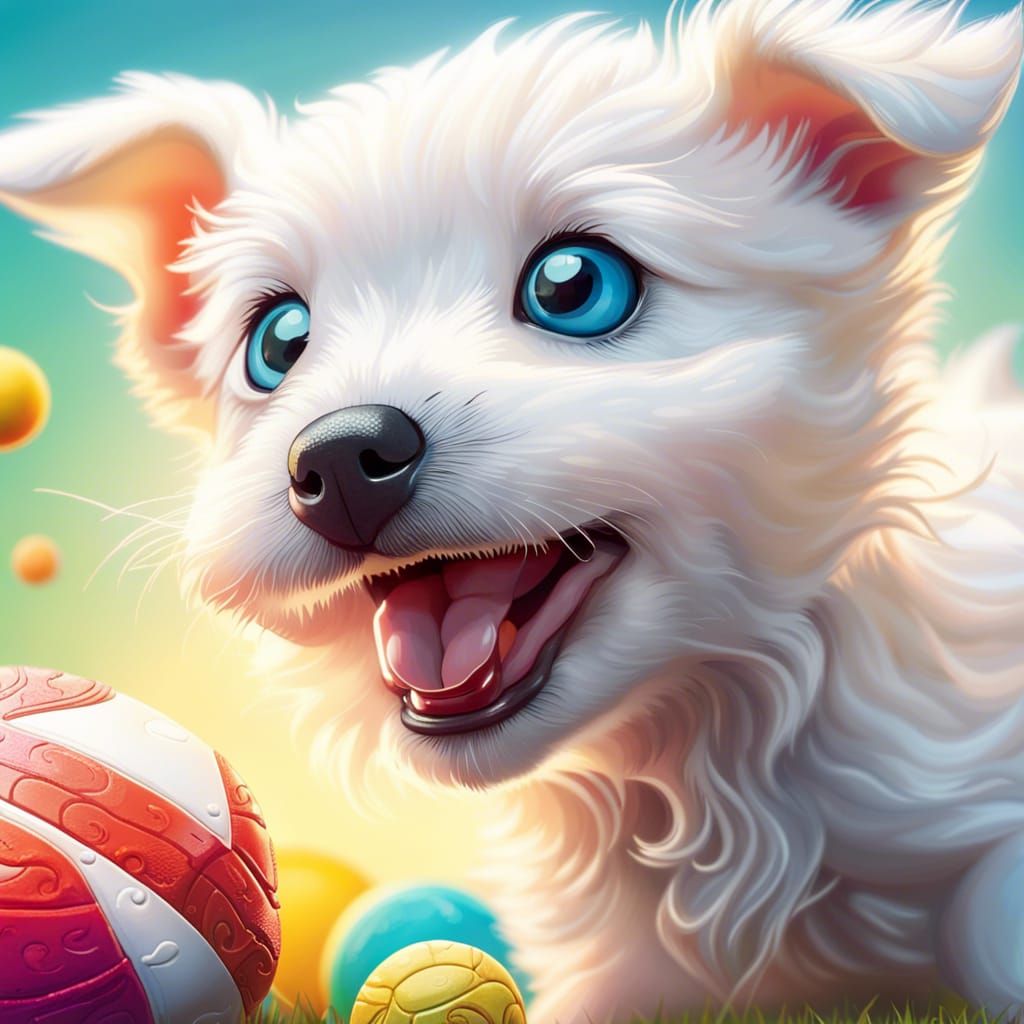 Cute Puppy Playtime - Ai Generated Artwork - Nightcafe Creator