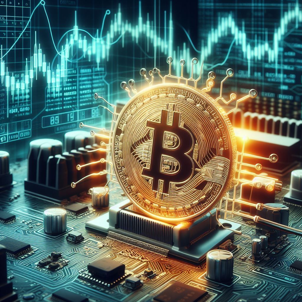 Bitcoin computer code stock photo