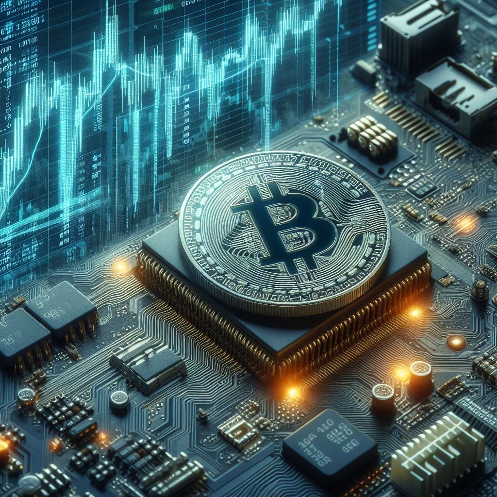 Bitcoin computer code stock photo
