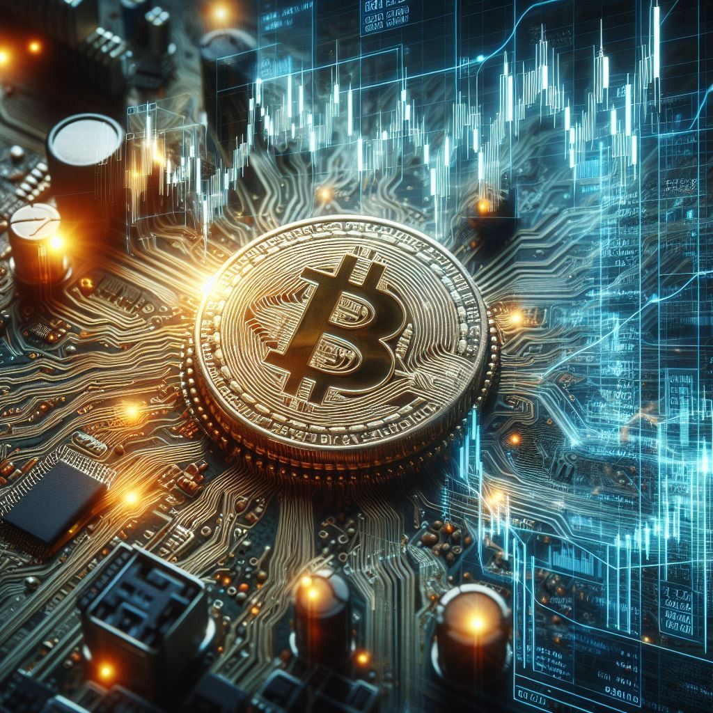 Bitcoin computer code stock photo