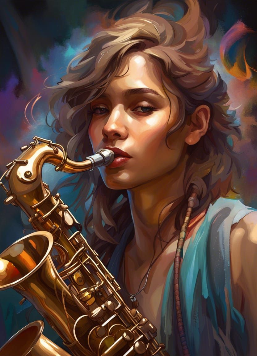 Artist playing saxophone  by @Airquarios