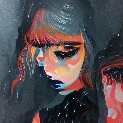 Sad girl in darkness