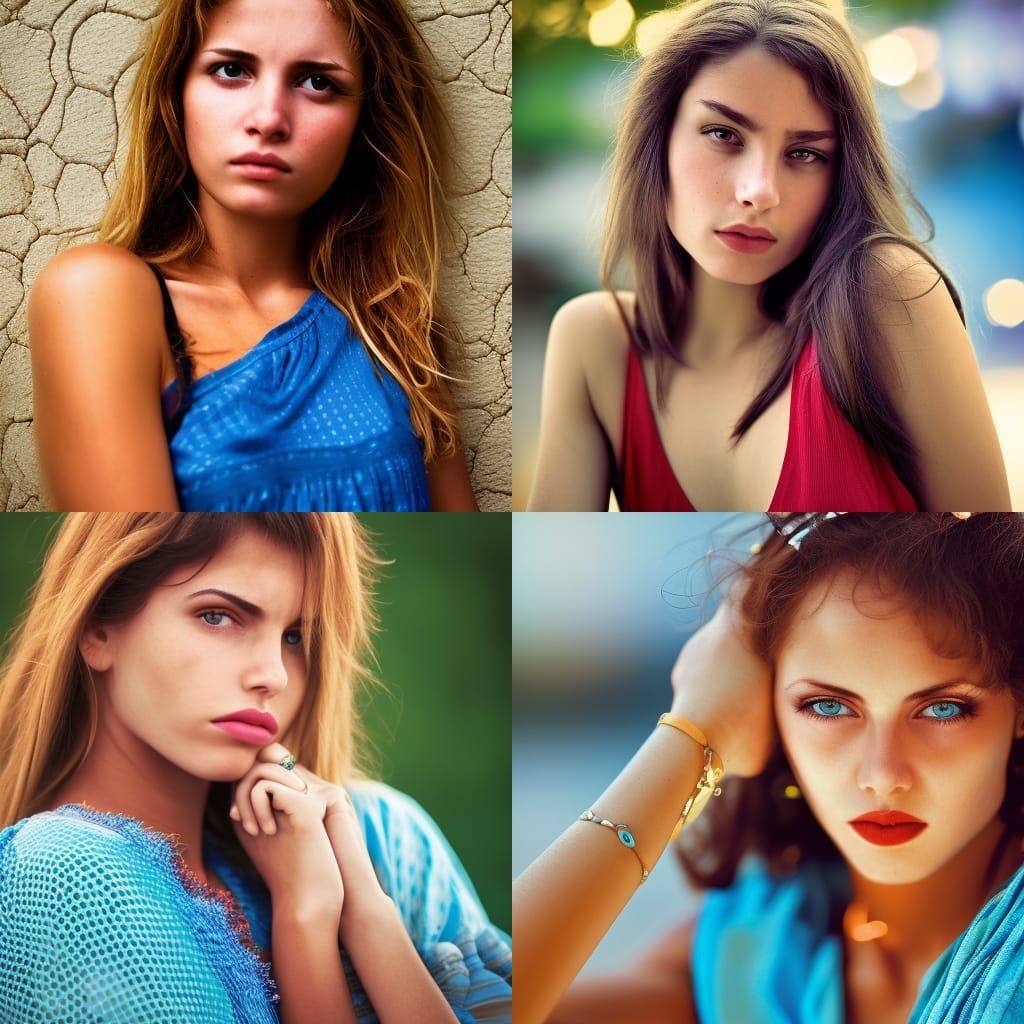 nice girl, summer wear, seduction mood, perfect symetric hea...