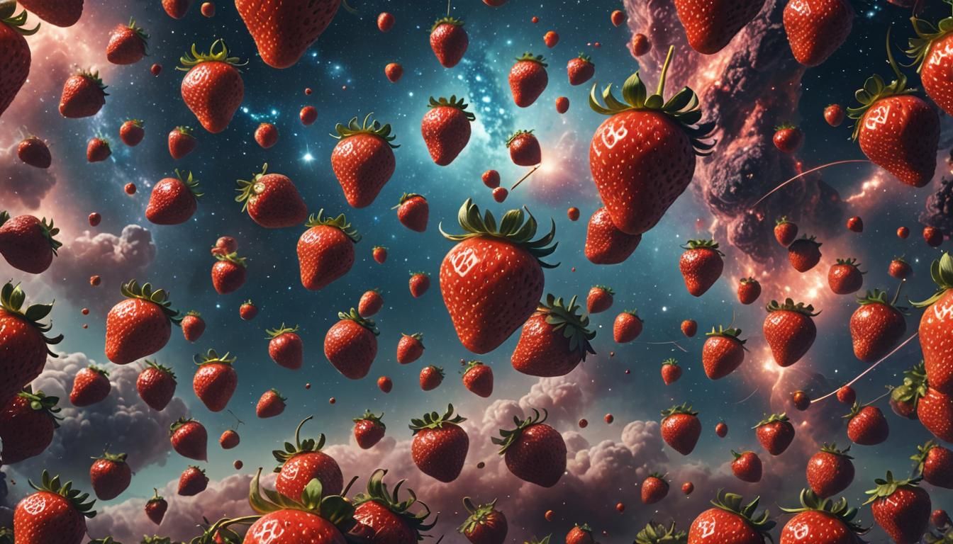 strawberry in galaxy - AI Generated Artwork - NightCafe Creator