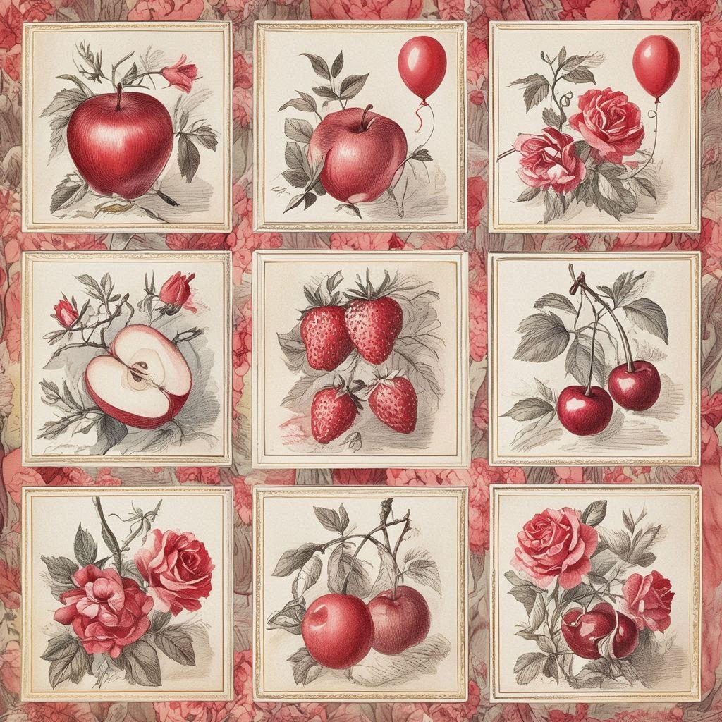 Whimsical Red Fruit Tiles (And Balloons)