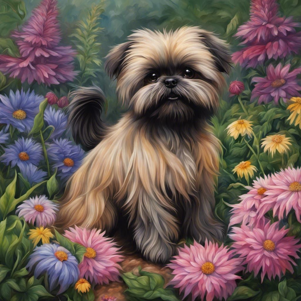 Cute puppy dog and flowers #1 - AI Generated Artwork - NightCafe Creator