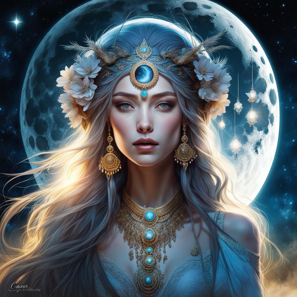 Celestial Moon Goddess - AI Generated Artwork - NightCafe Creator