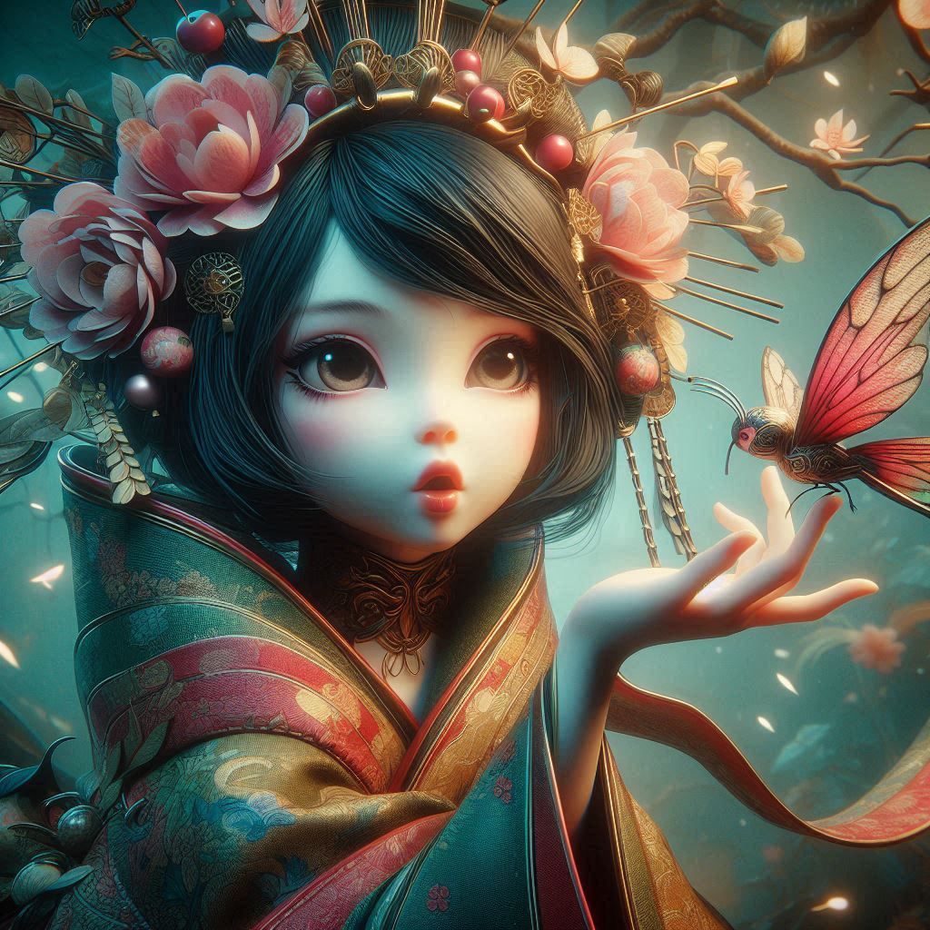 double exposure beautiful fantasy DALL-E 3 portrait landscap...