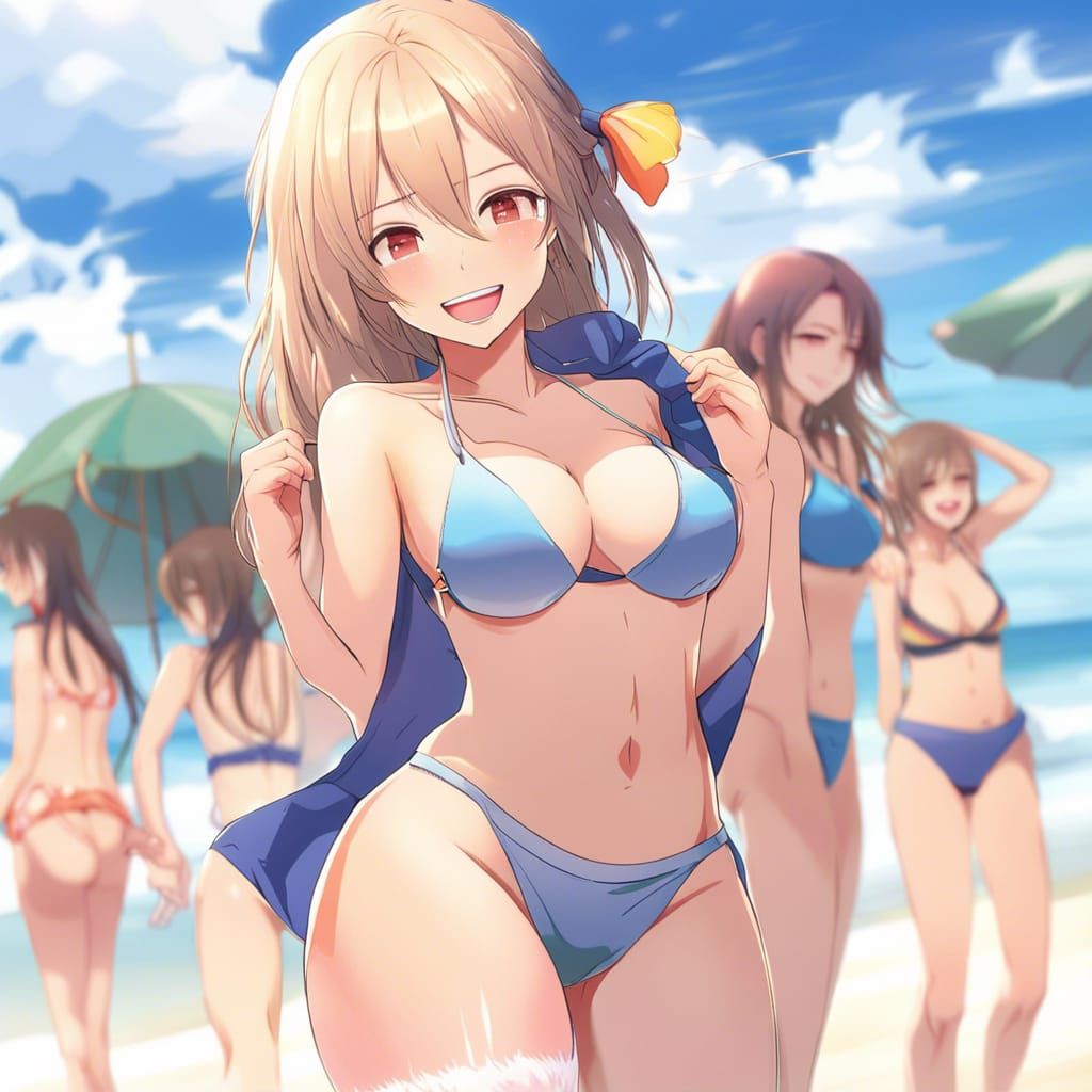 hot-bikini-girl-smiling-on-beach-with-friends-ai-generated-artwork