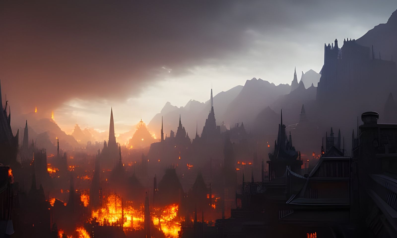 Burning city of ash