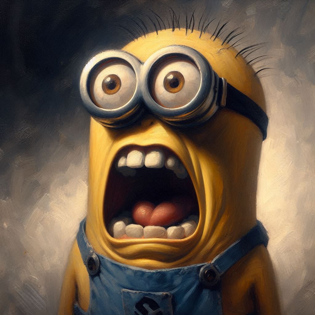Portrait of a very scared Minion 